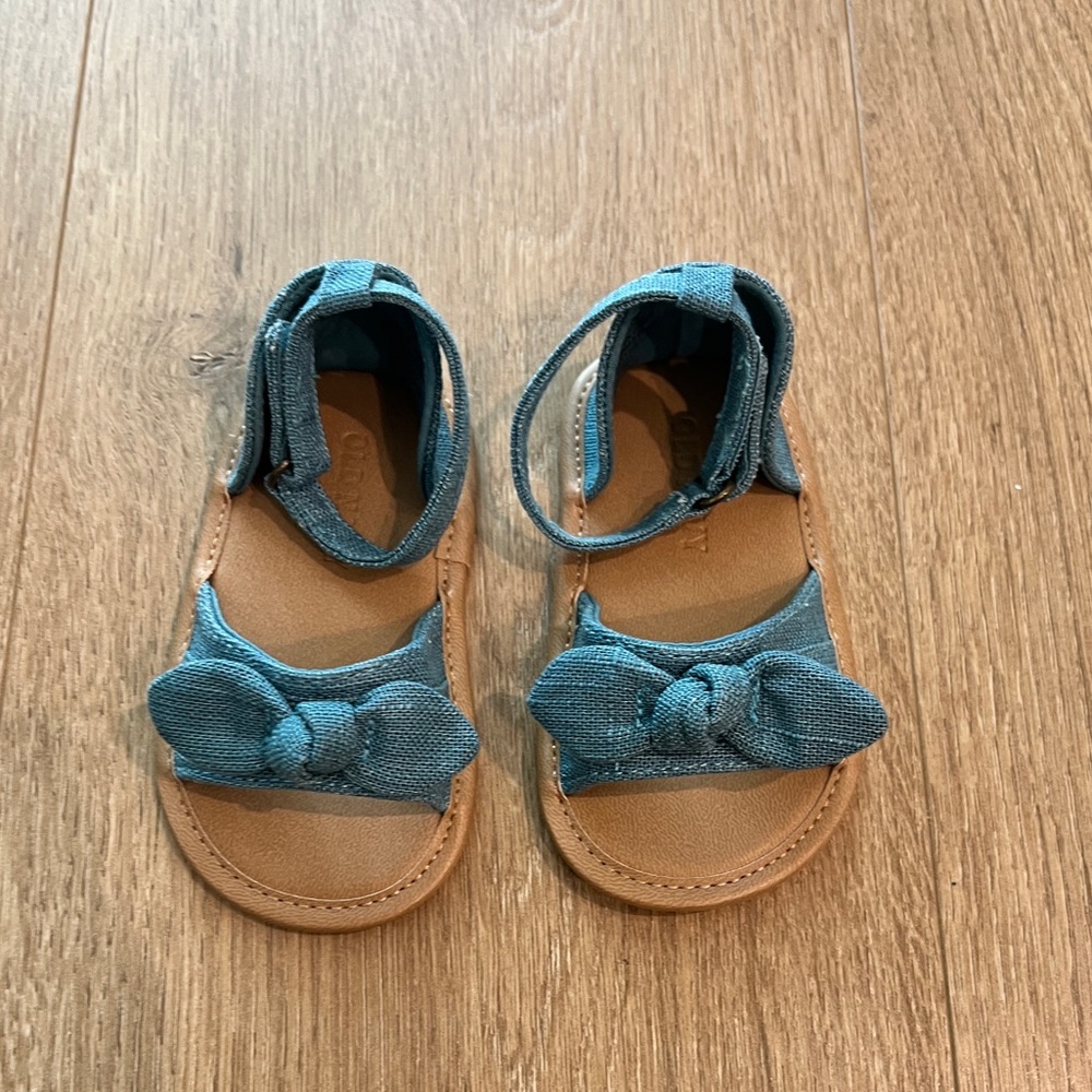 Toddler Blue Denim Bow Strap Sandals